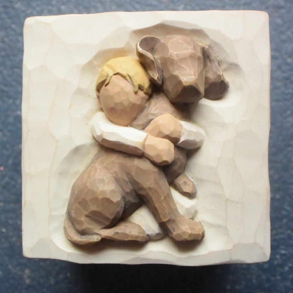 Willow Tree "Hug" Keepsake Box Child & Dog